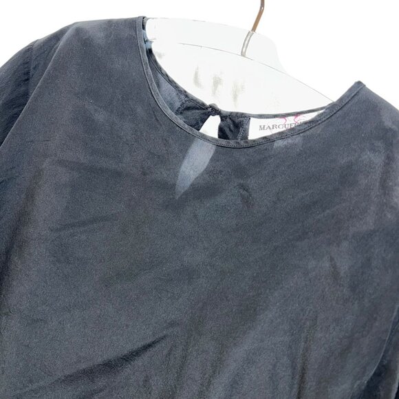 Marguerite Li vintage 80s black 100% silk short sleeved top L - Picture 3 of 4